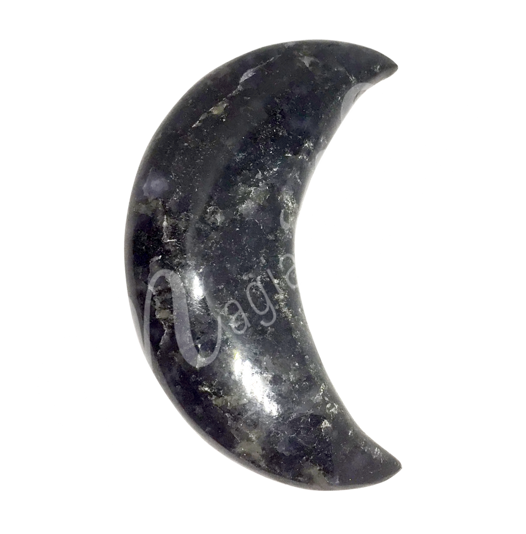 A moon-shaped Iolite with Mica crystal.