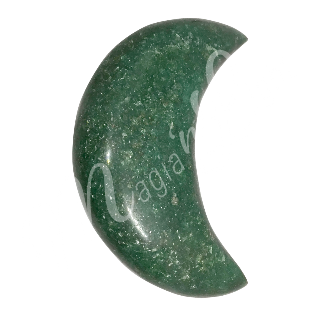 A moon-shaped Green Aventurine crystal.