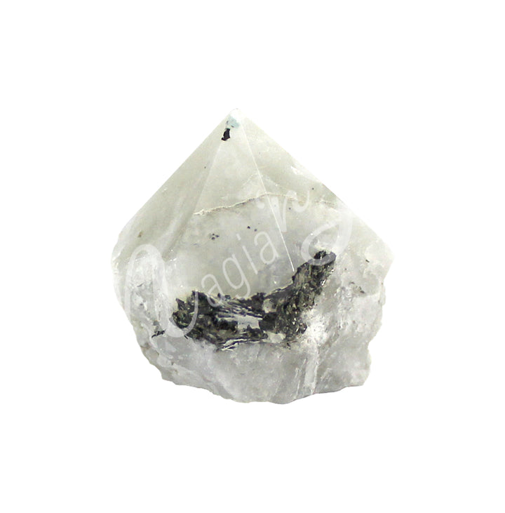 Top Polished Point Quartz with Black Tourmaline 2.5 X 1.75"