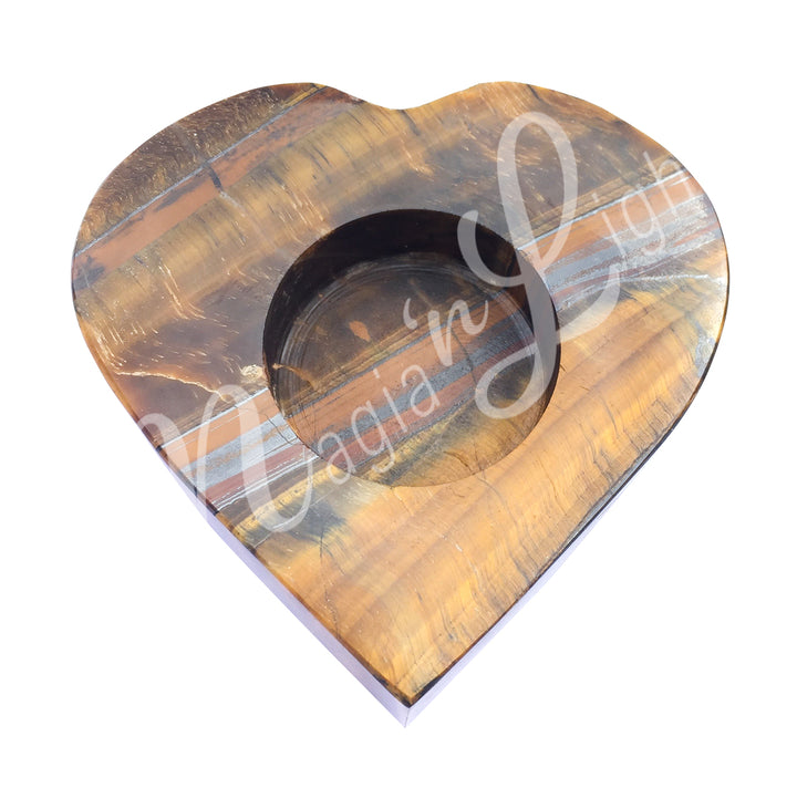 Tealight Holder Tiger Eye Heart 3 X 4"