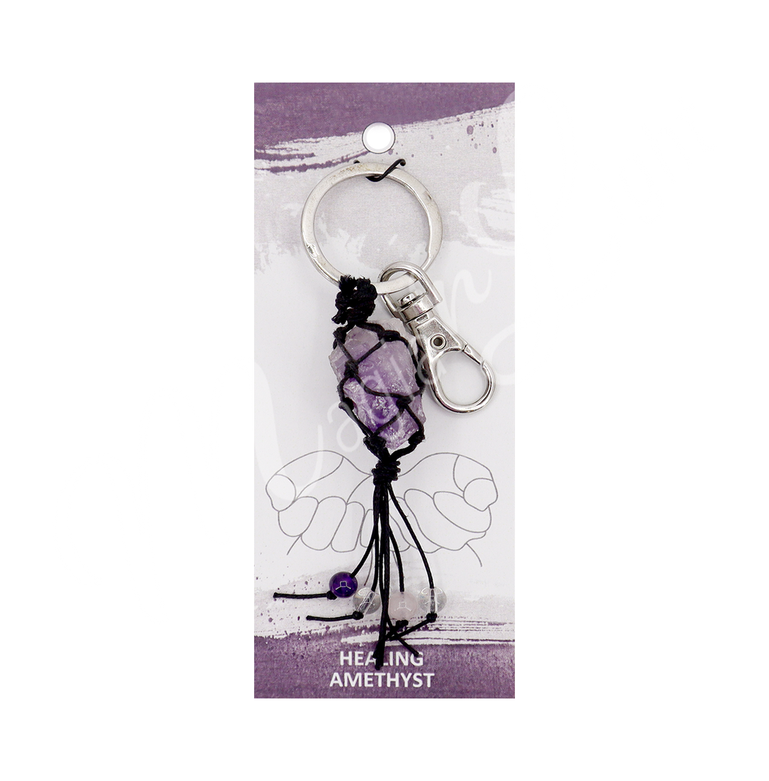 Keychain Healing Amethyst in Net 5.5-6″L
