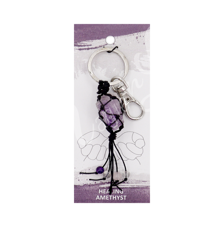 Keychain Healing Amethyst in Net 5.5-6″L