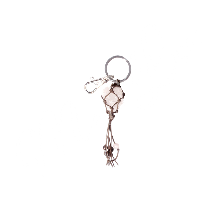 Keychain Love Rose Quartz in Net 5.5-6″L