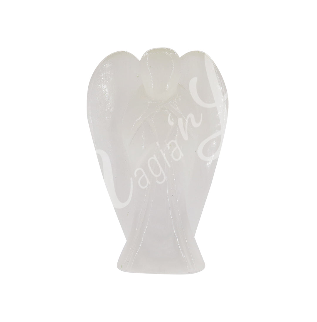 Angel carving made of selenite.