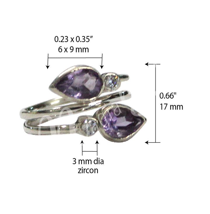 Sterling Silver Ring Faceted Amethyst