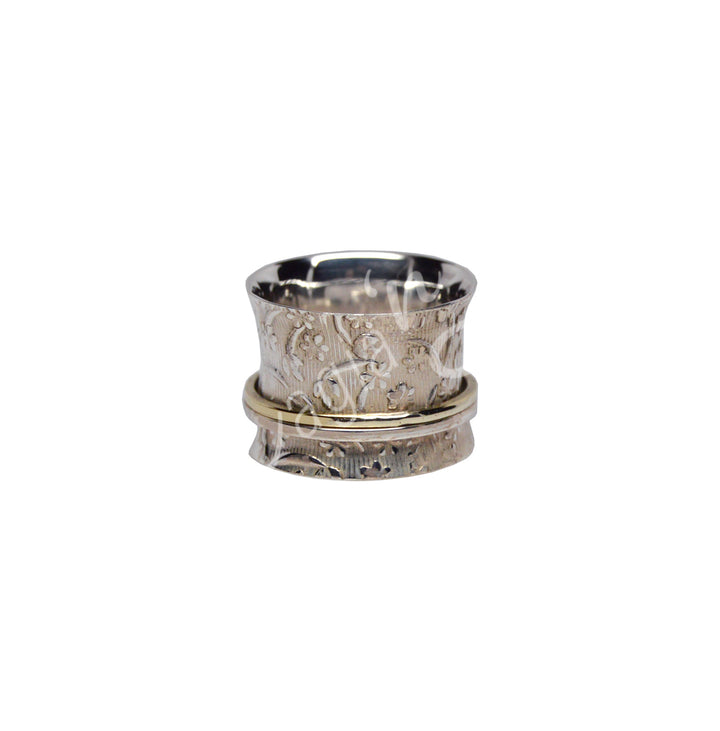 Sterling Silver Ring Spinning Meditation Ring 0.5"W