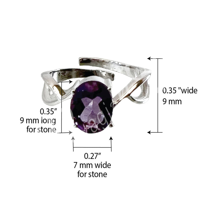 Sterling Silver Ring Oval Faceted Amethyst