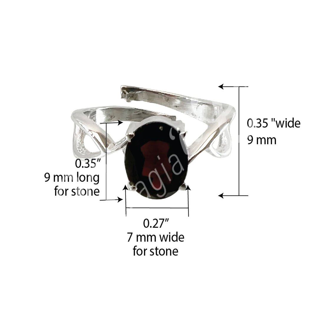 Sterling Silver Ring Oval Faceted Garnet