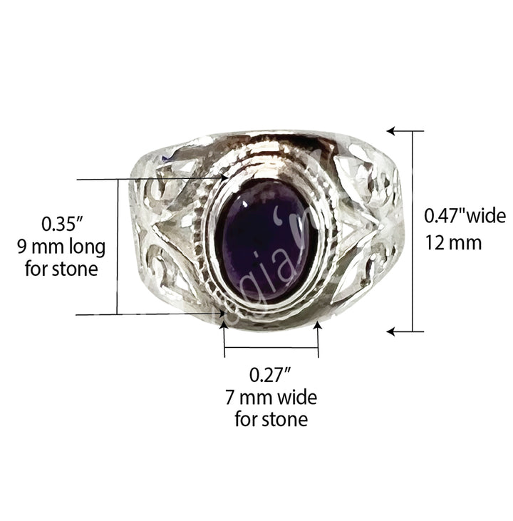 Sterling Silver Ring Jali Oval Amethyst