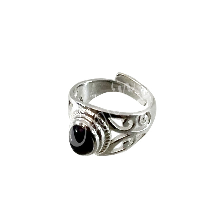 Anillo de Plata de Ley Oval Jali Amatista Ajustable