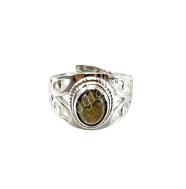 Anillo de Plata de Ley Oval Jali Labradorita Ajustable