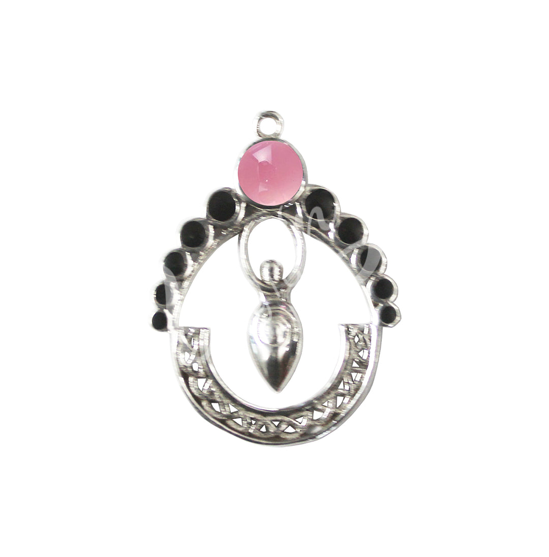Sterling Silver Pendant Goddess with Moon Phases Rose Quartz