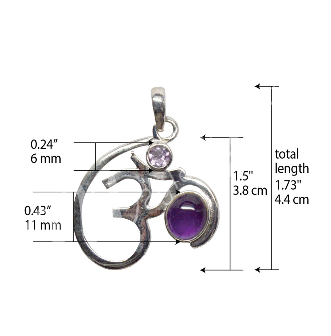 Sterling Silver Pendant OM & Amethyst