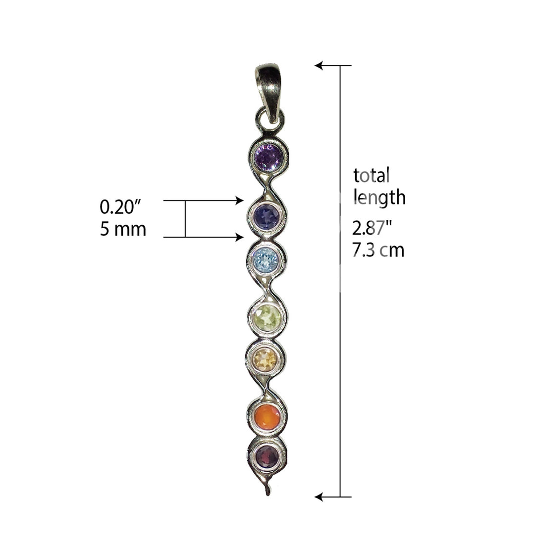 Sterling Silver Pendant Chakras 2.5″