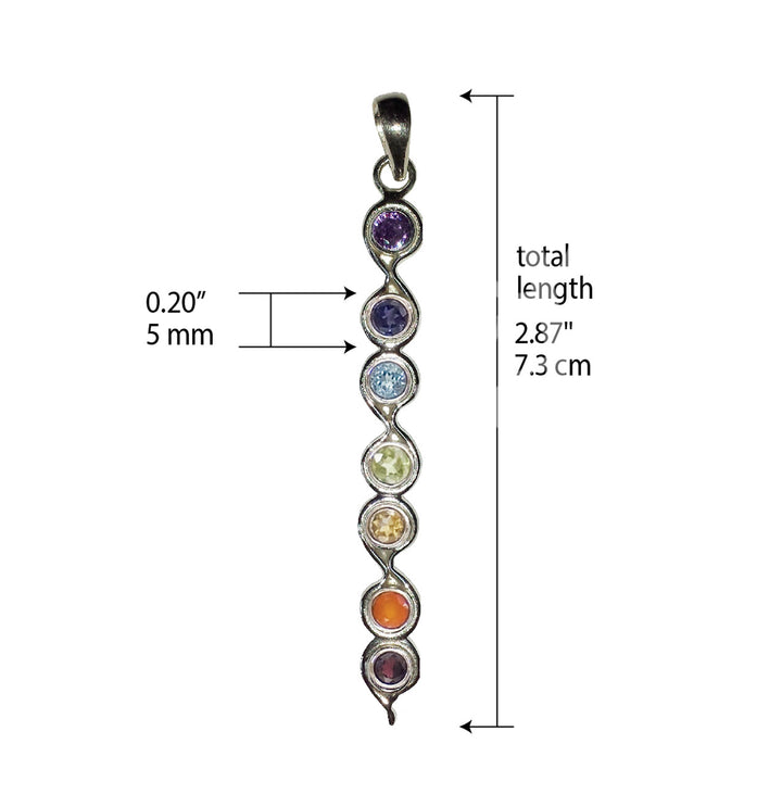 Sterling Silver Pendant Chakras 2.5″