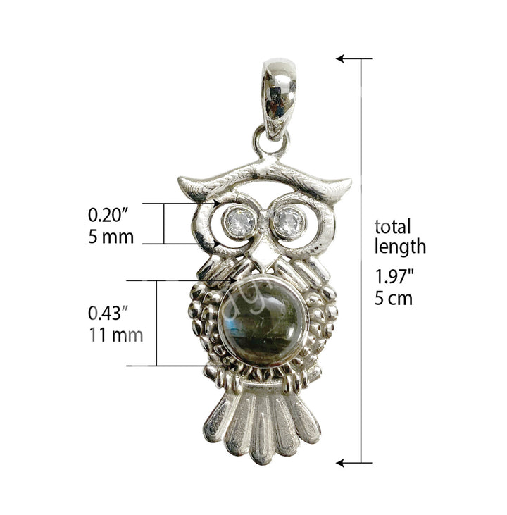 Sterling Silver Pendant Owl Labradorite