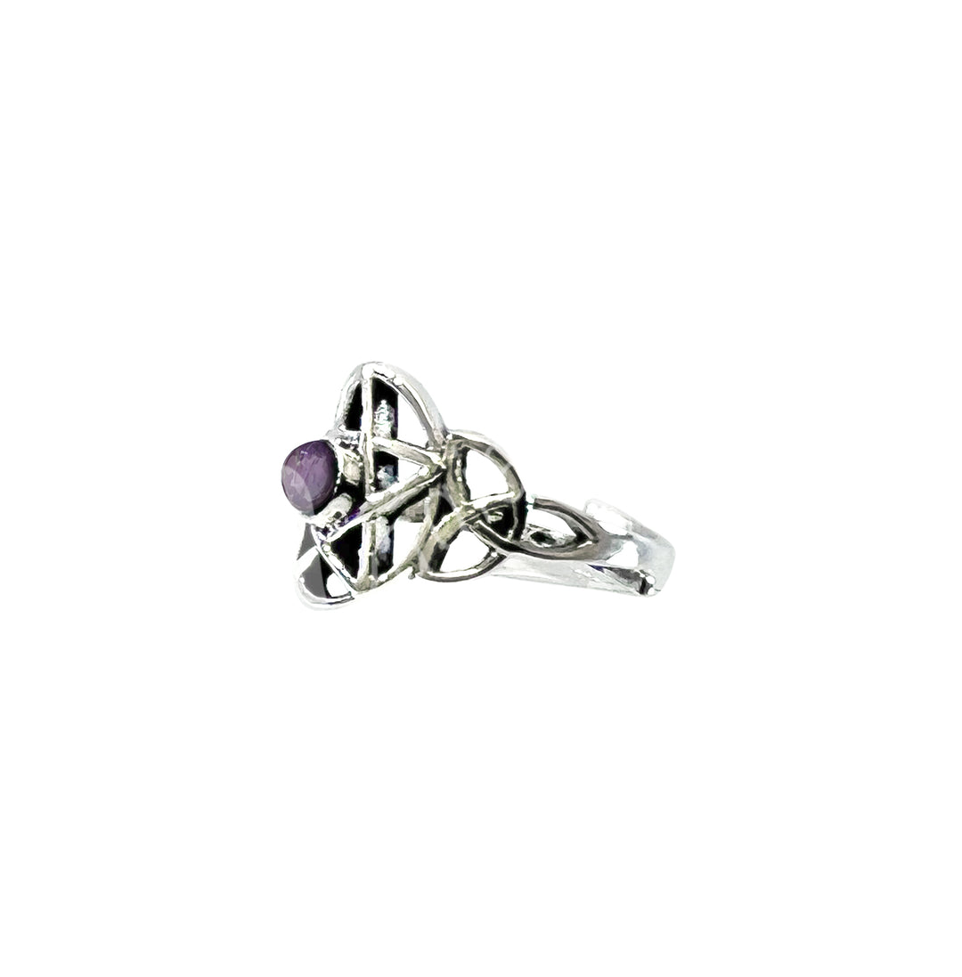 Sterling Silver Ring Pentacle w Amethyst