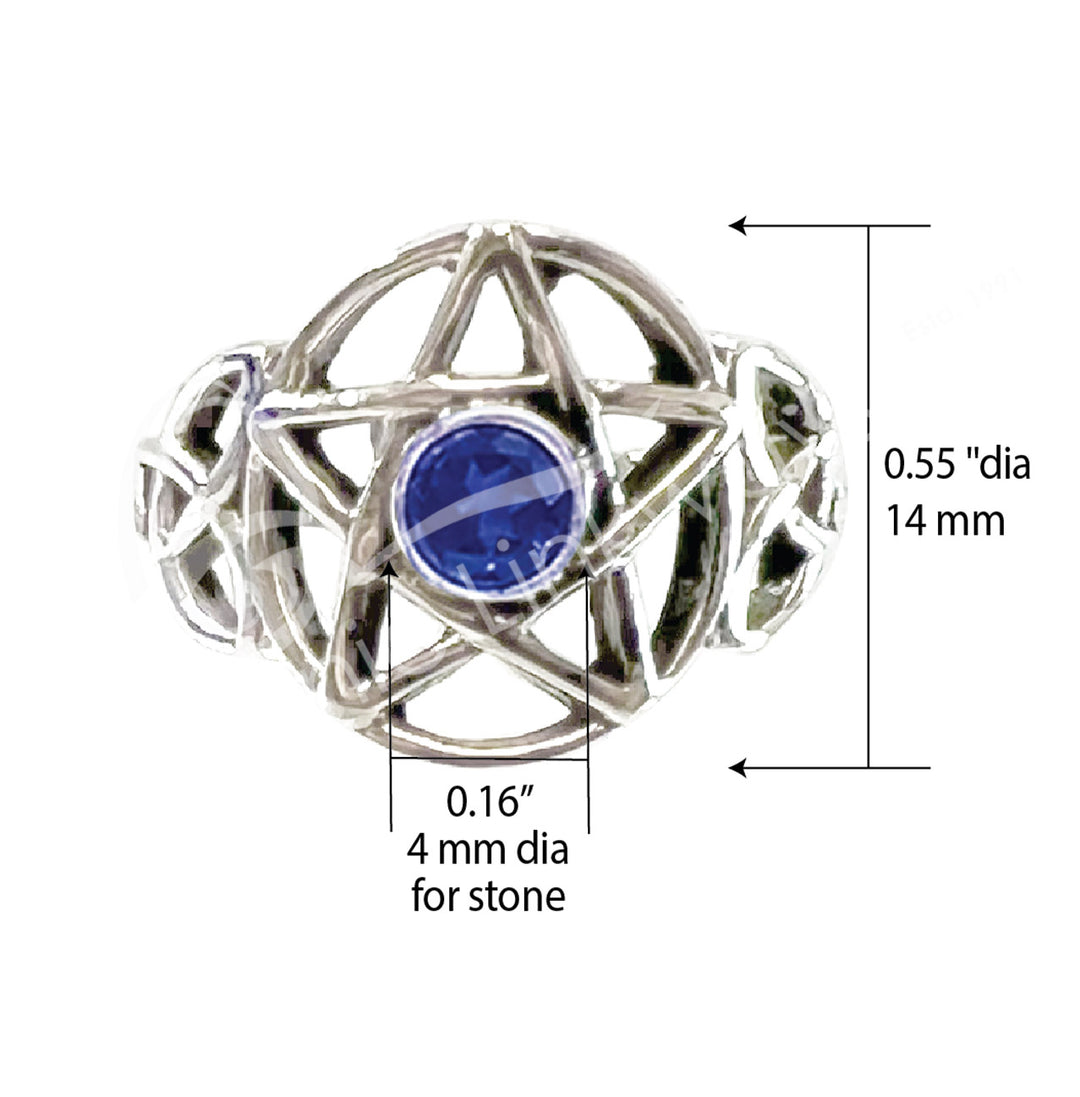 Sterling Silver Ring Pentacle w Lapis Lazuli