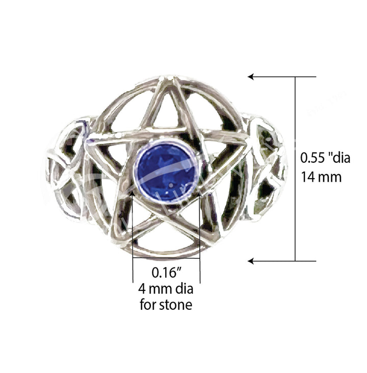 Sterling Silver Ring Pentacle w Lapis Lazuli