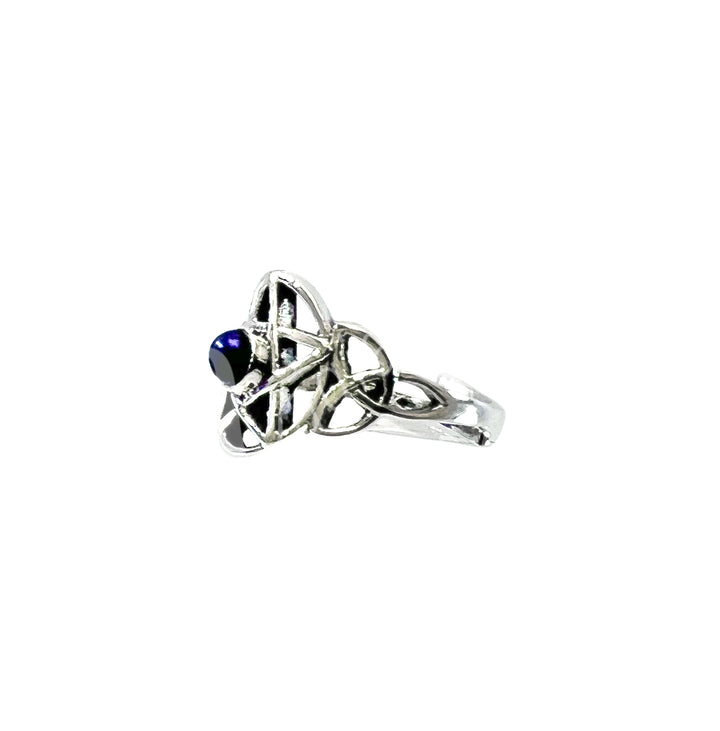 Sterling Silver Ring Pentacle Lapis Lazuli Adjustable