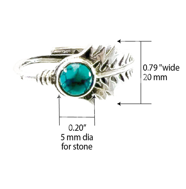 Sterling Silver Ring Feather w Turquoise
