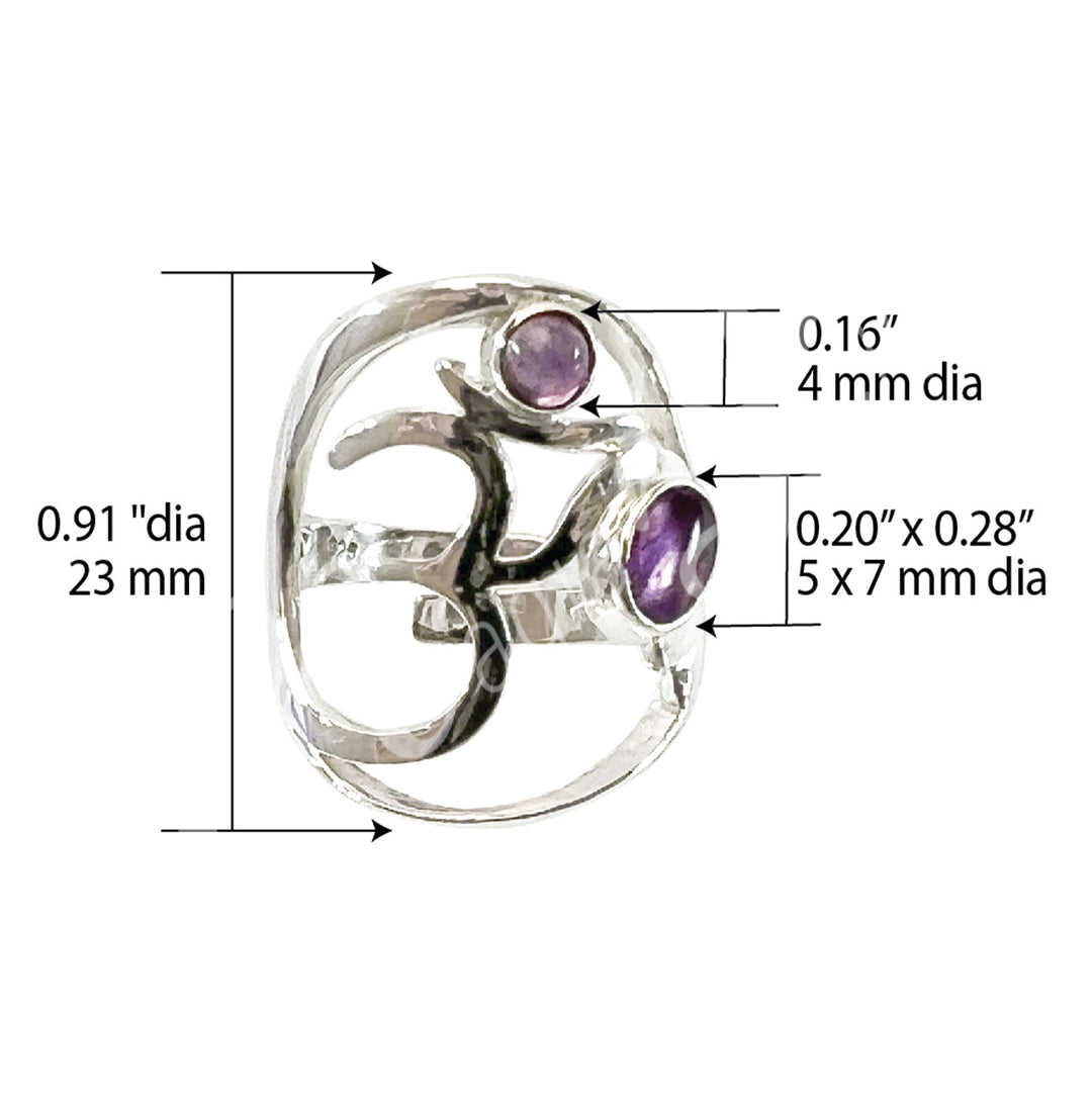 Sterling Silver Ring OM w Amethyst