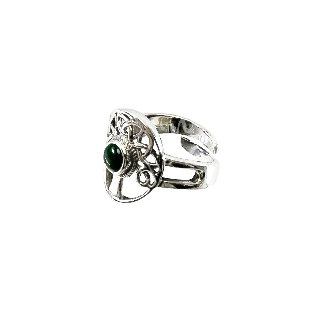 Sterling Silver Ring Tree of Life Malachite Adjustable