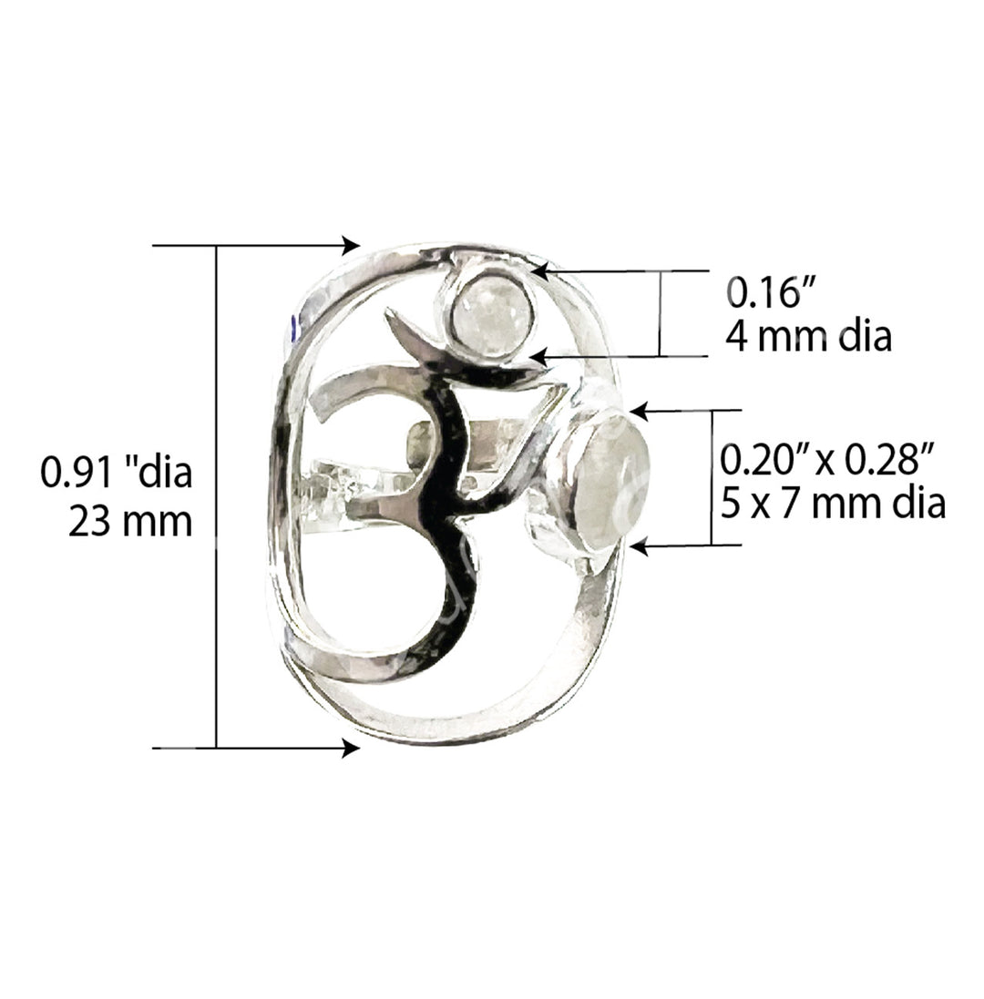 Sterling Silver Ring OM w Rainbow Moonstone