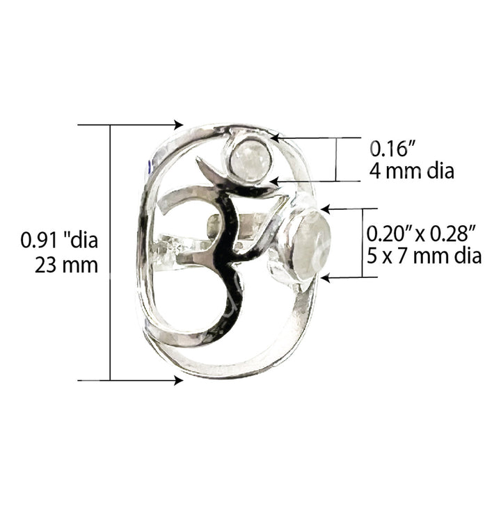 Sterling Silver Ring OM w Rainbow Moonstone