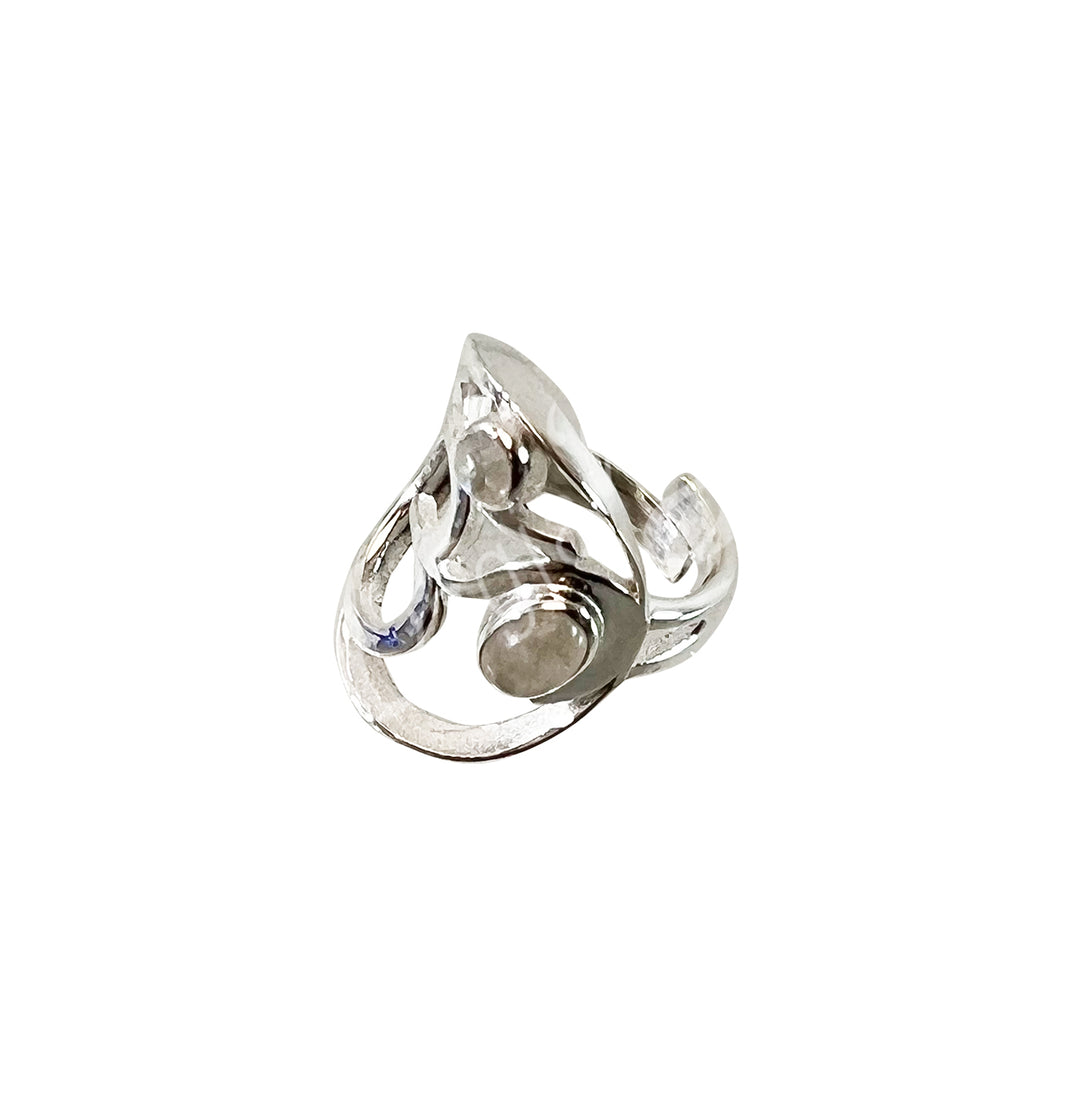 Sterling Silver Ring OM w Rainbow Moonstone