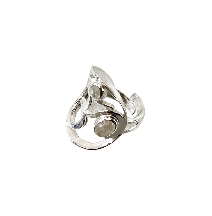 Sterling Silver Ring OM w Rainbow Moonstone