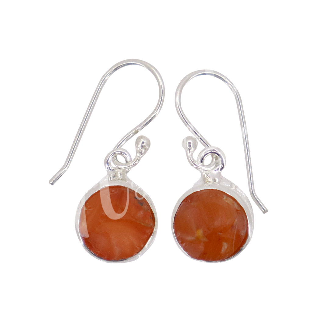 Sterling Silver Earrings Natural Carnelian 25-30mm