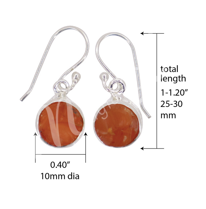 Sterling Silver Earrings Natural Carnelian 25-30mm