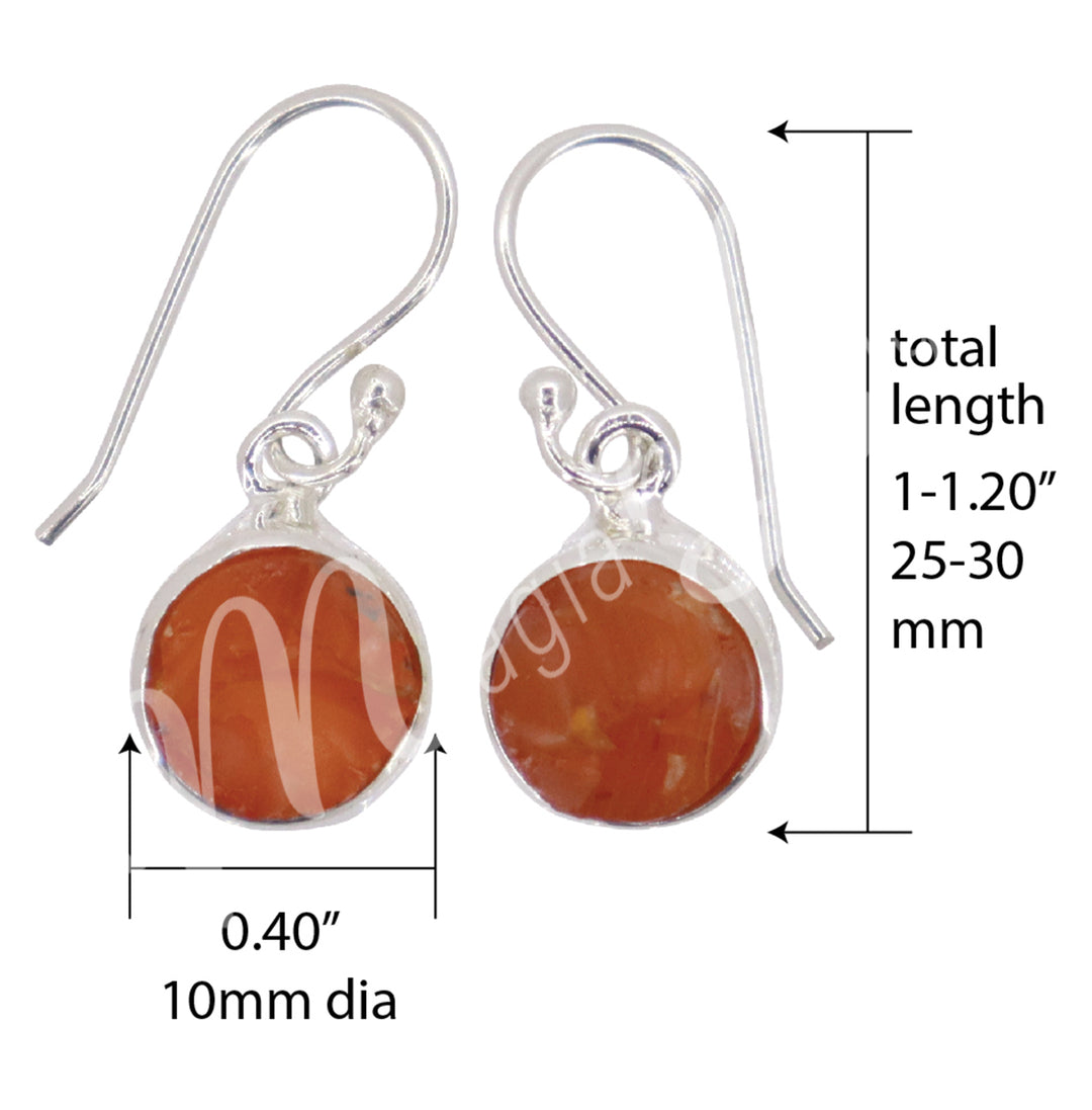 Sterling Silver Earrings Natural Carnelian 25-30mm