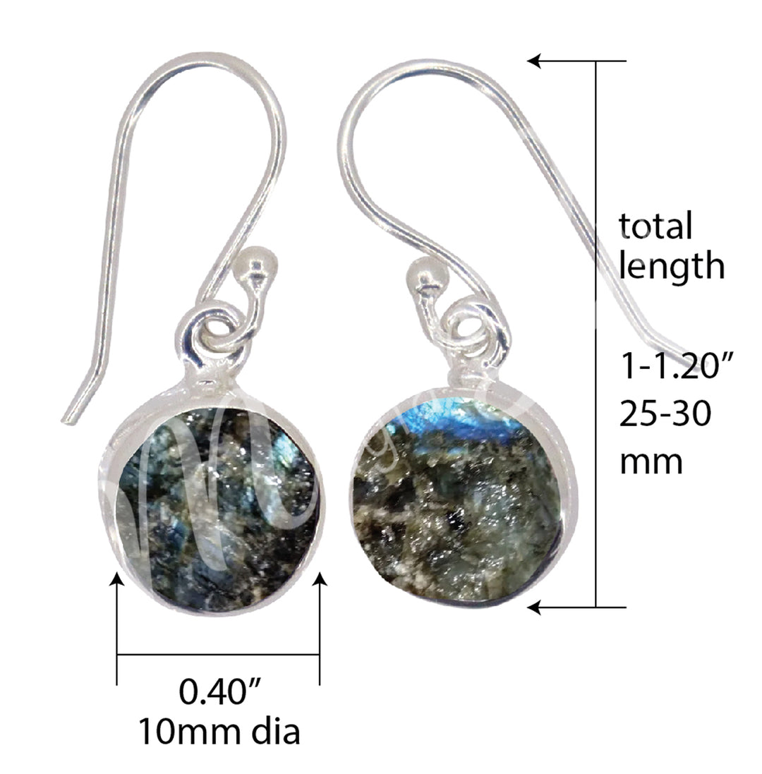 Sterling Silver Earrings Natural Labradorite 25-30mm