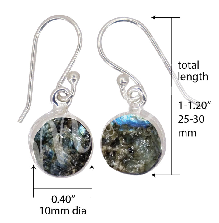 Sterling Silver Earrings Natural Labradorite 25-30mm