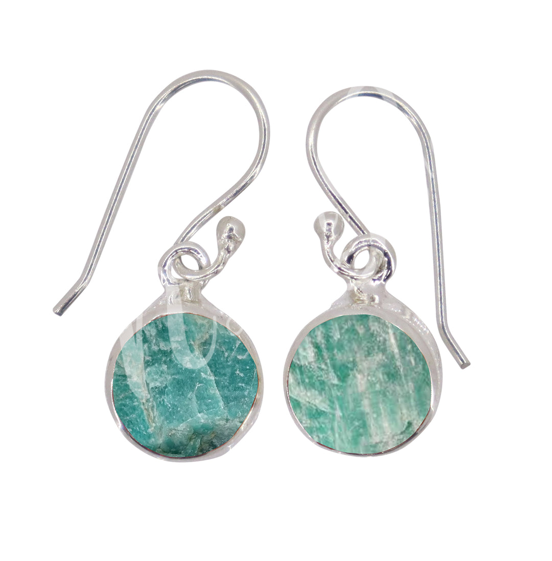 Sterling Silver Earrings Natural Amazonite 25-30mm