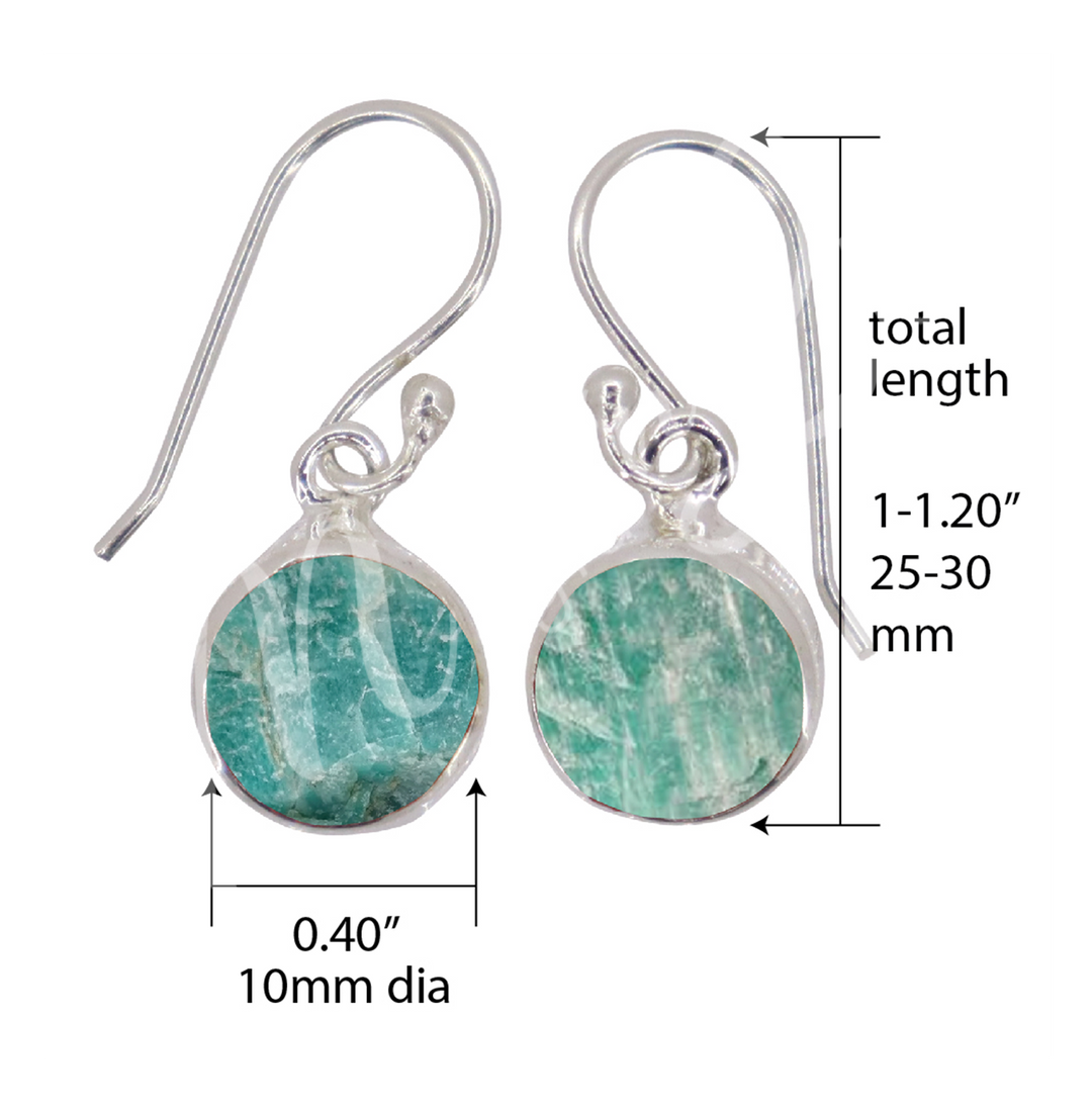 Sterling Silver Earrings Natural Amazonite 25-30mm