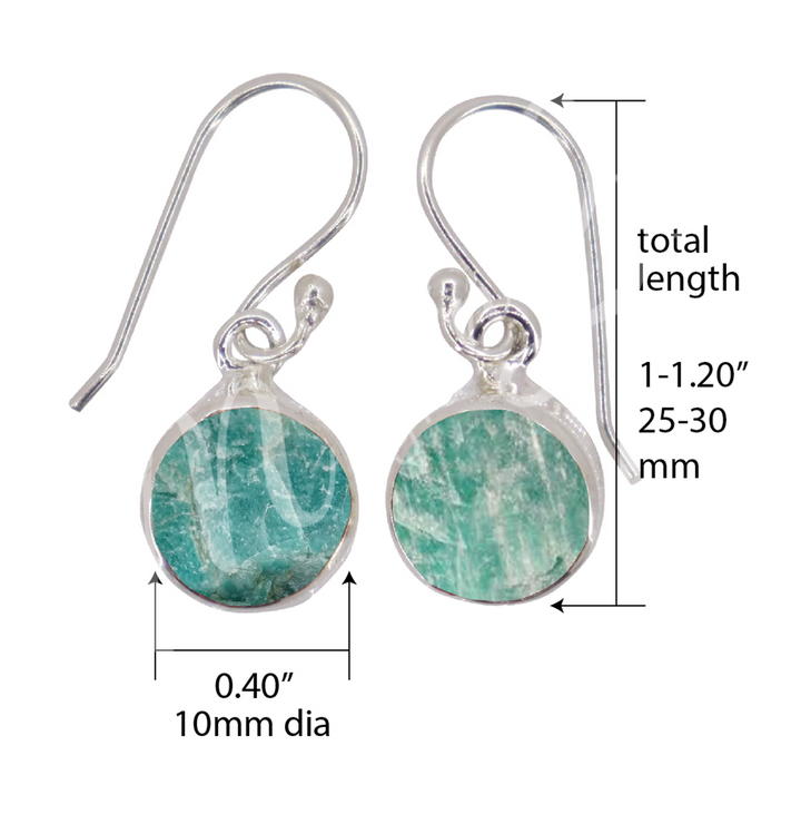 Sterling Silver Earrings Natural Amazonite 25-30mm