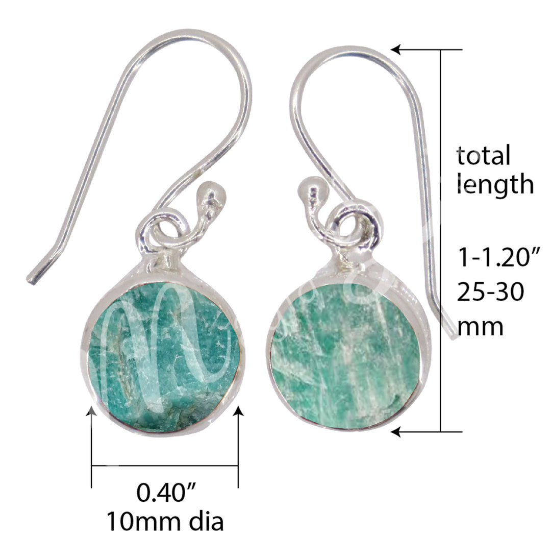 Sterling Silver Earrings Natural Amazonite 25-30mm