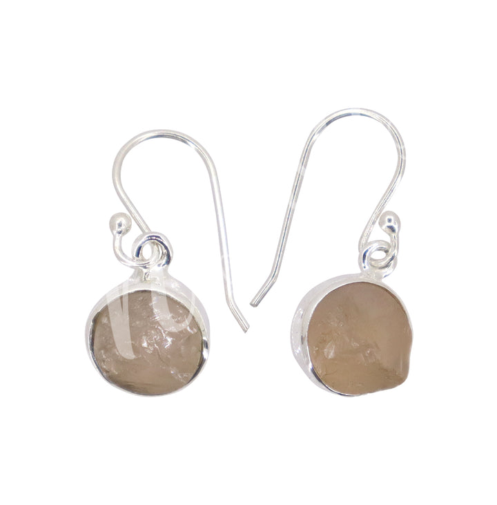 Sterling Silver Earrings Natural Rose Quartz 25-30mm