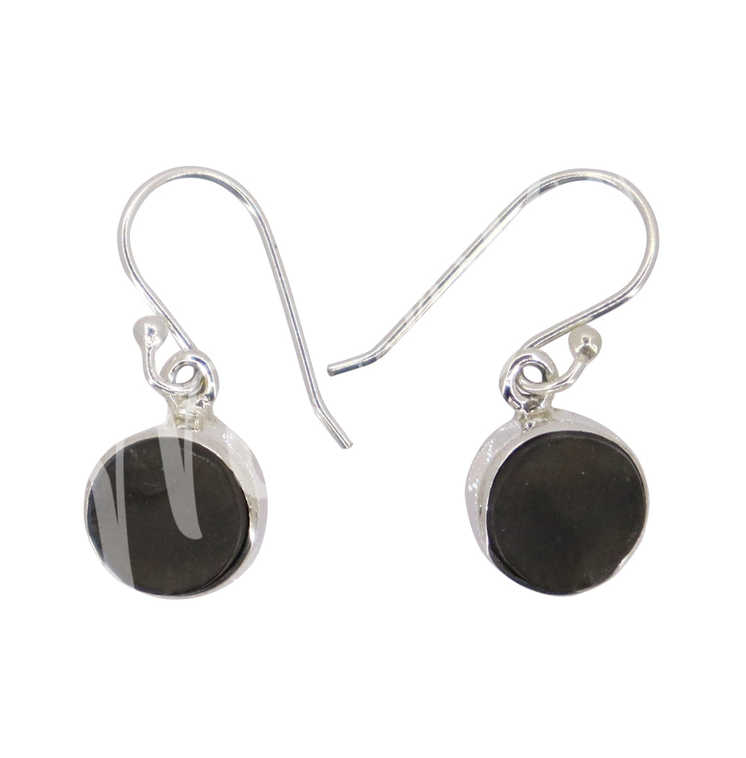 Sterling Silver Earrings Natural Shungite 25-30mm