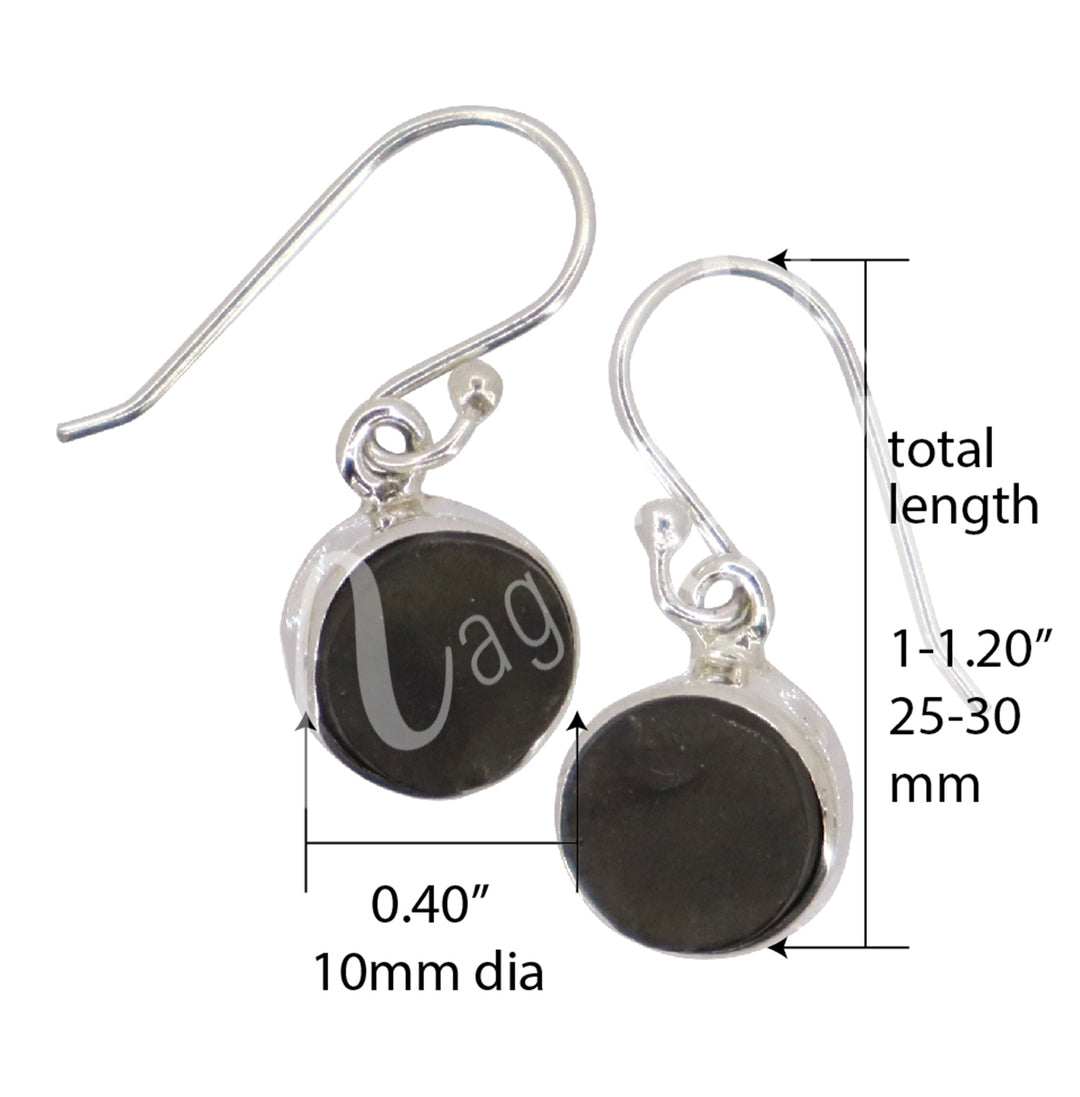 Sterling Silver Earrings Natural Shungite 25-30mm