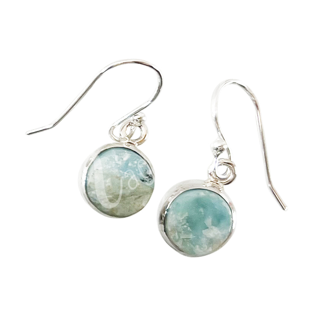 Sterling Silver Earrings Natural Larimar 25-30mm