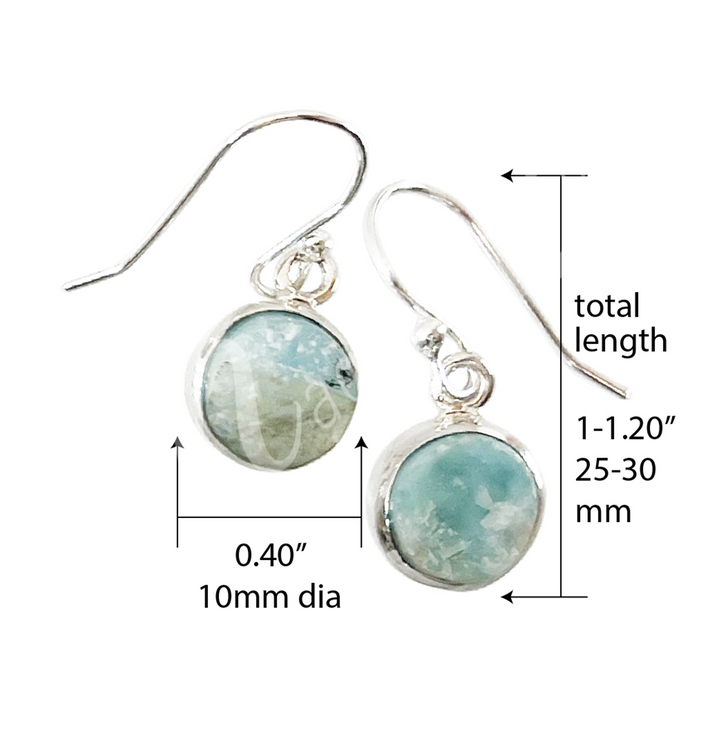 Sterling Silver Earrings Natural Larimar 25-30mm