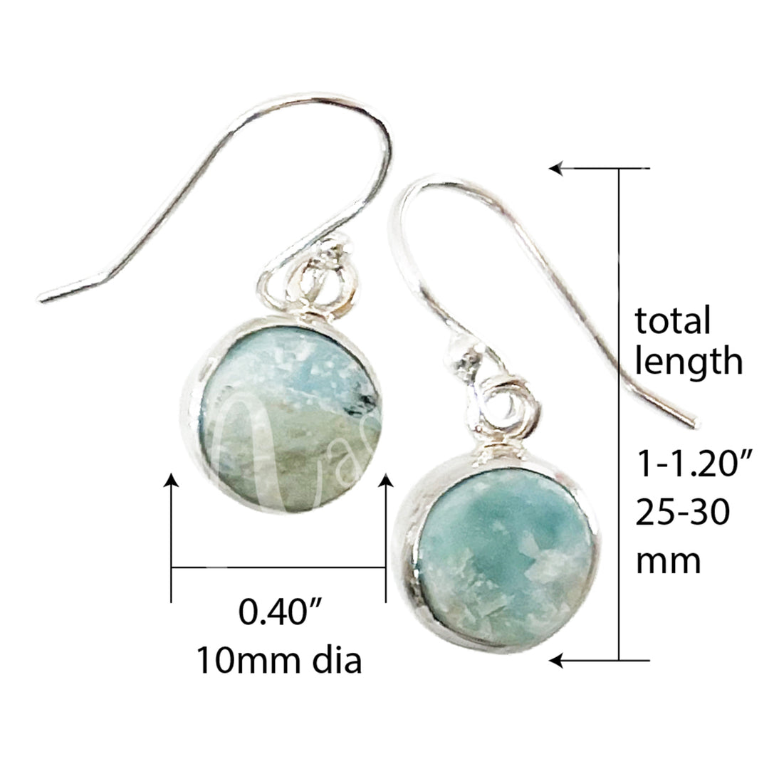 Sterling Silver Earrings Natural Larimar 25-30mm