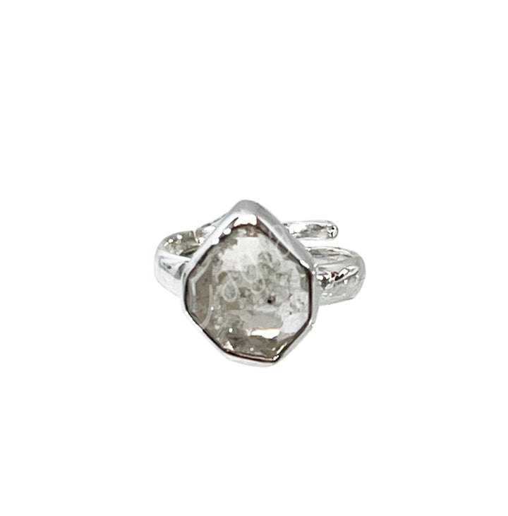 Sterling Silver Ring Herkimer Diamond 0.75"