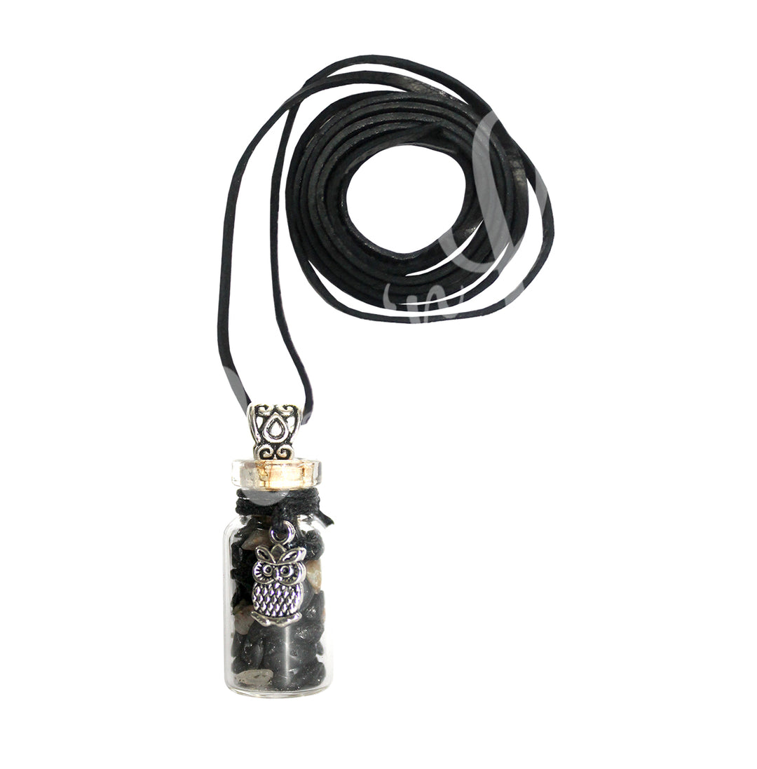 Necklace Black Tourmaline Chips in Bottle 1.5″H