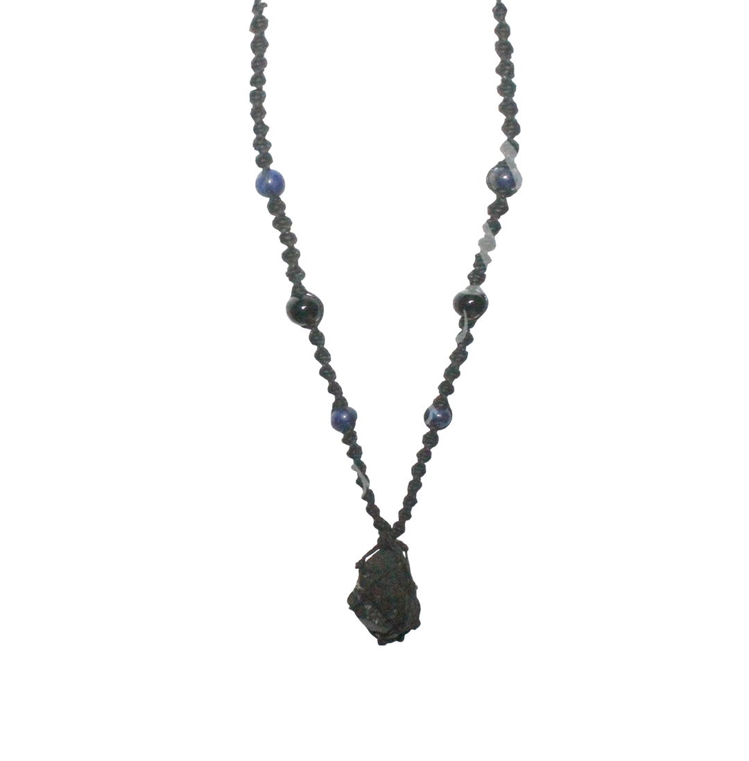 Collar de Protección de Turmalina Negra con Cordón de Cuentas 14-30"