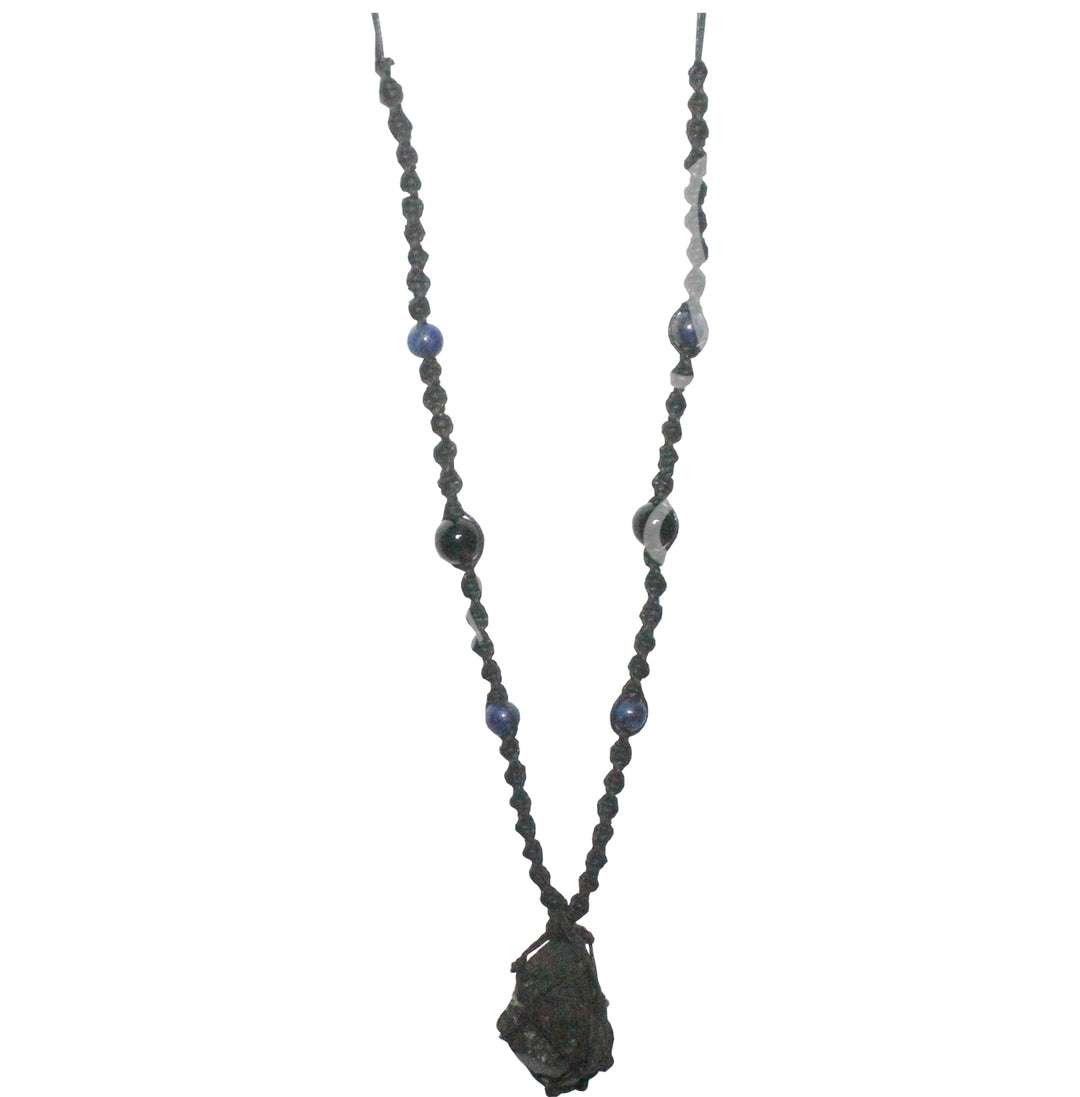 Collar de Protección de Turmalina Negra con Cordón de Cuentas 14-30"